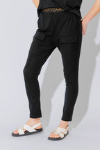 Black Tencel Pull On Cargo Pant