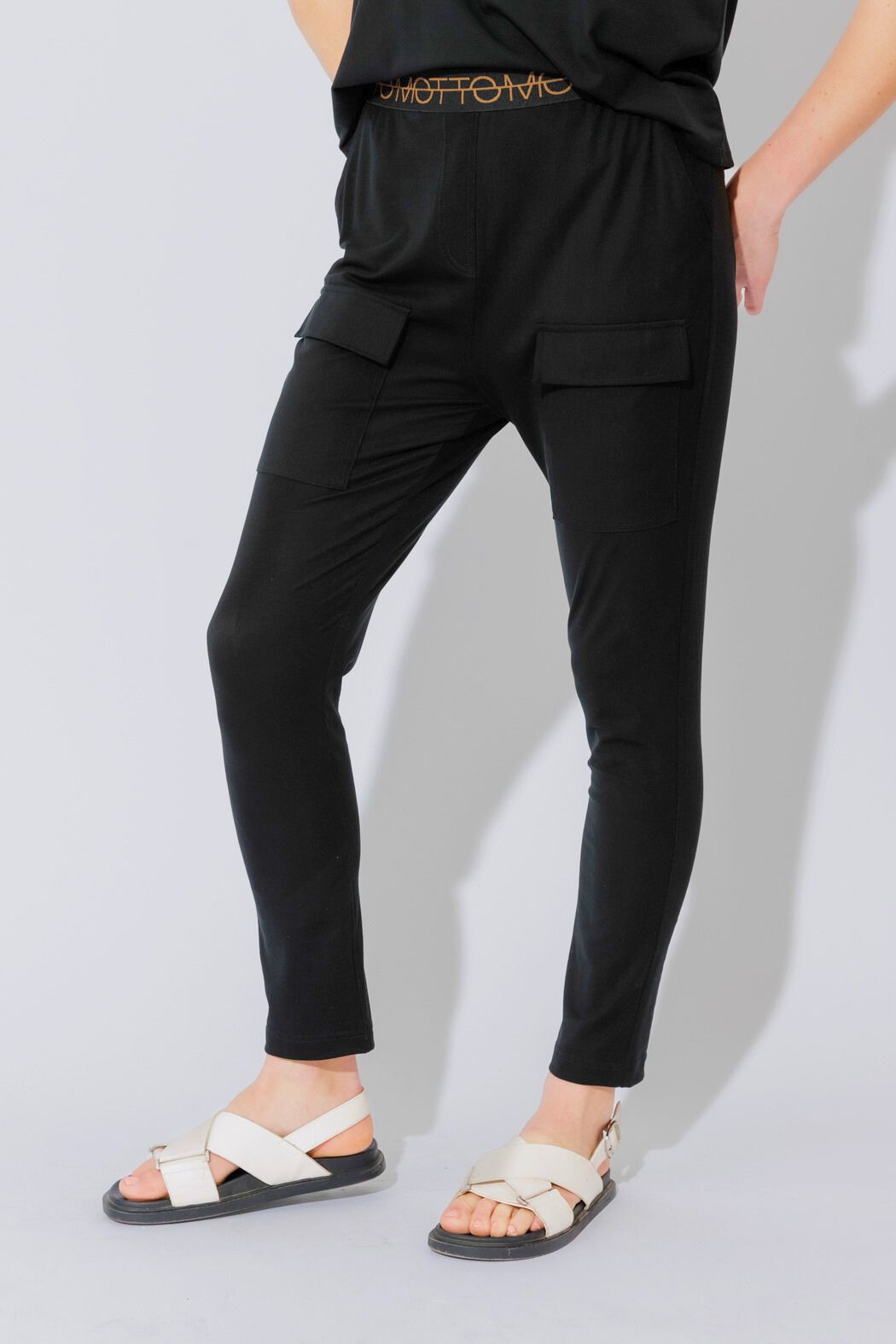 Black Tencel Pull On Cargo Pant