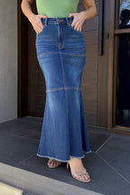 Mid Denim Flippy Skirt Mid Denim