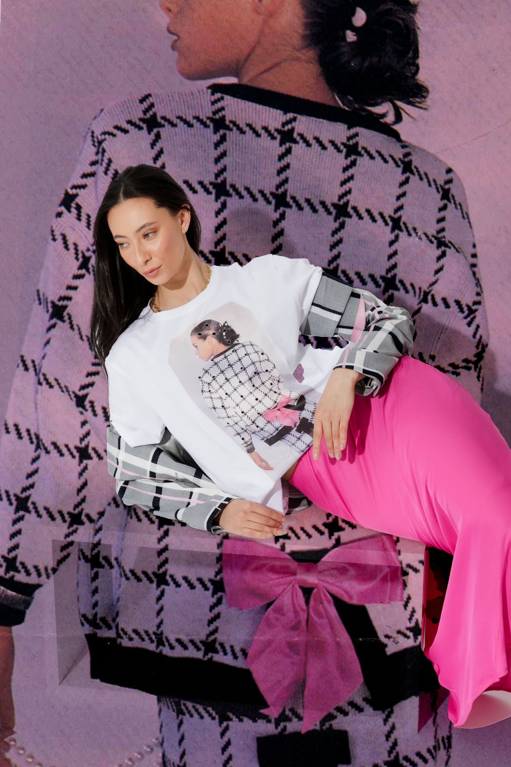 White Dolly Bow Magazine T-Shirt