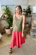Khaki Shot Asymetrical Cami