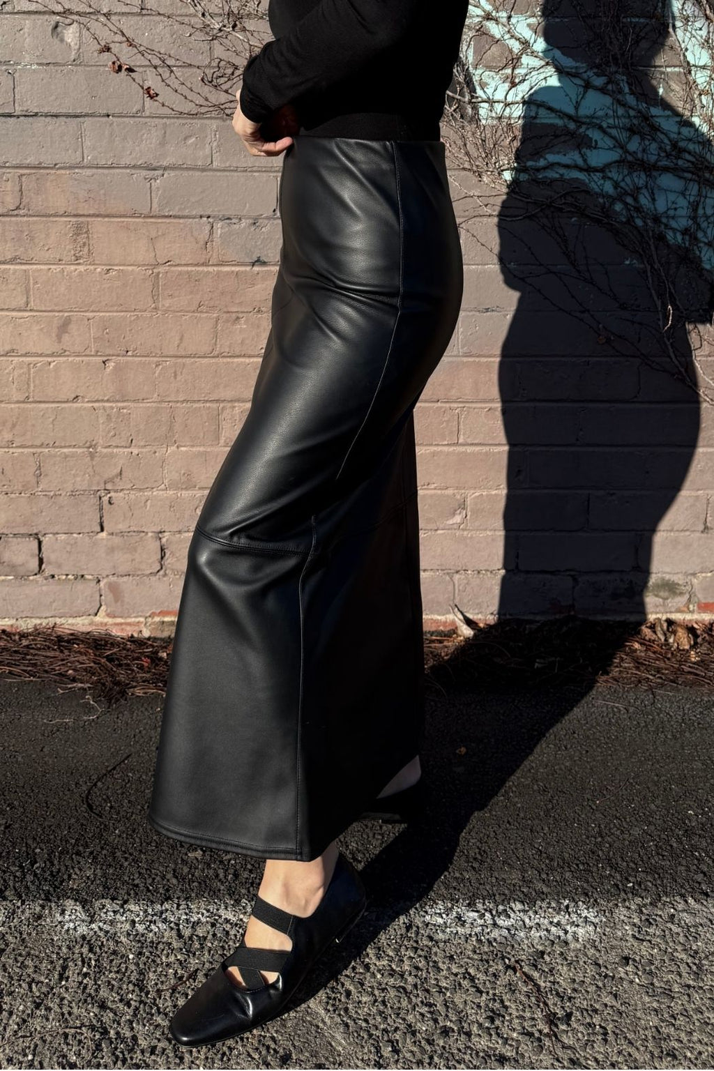 Matt Black Croc Faux Leather Skirt