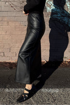 Matt Black Croc Faux Leather Skirt