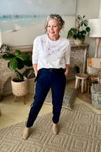 Navy Sport Paperbag Pant