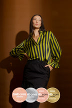 Navy/Green Stripe Femme Blogger Shirt Black/Green