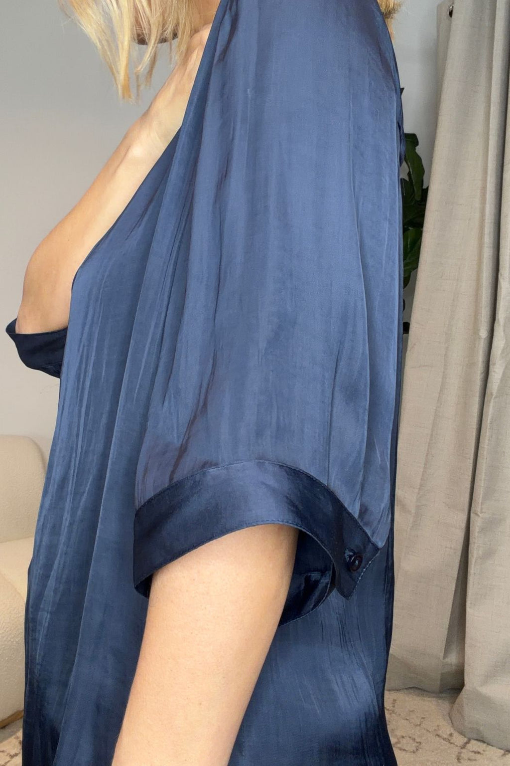 Navy Silky Milan Blogger Shirt