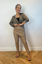 Taupe Vegan Leather Droppie - FINAL SALE