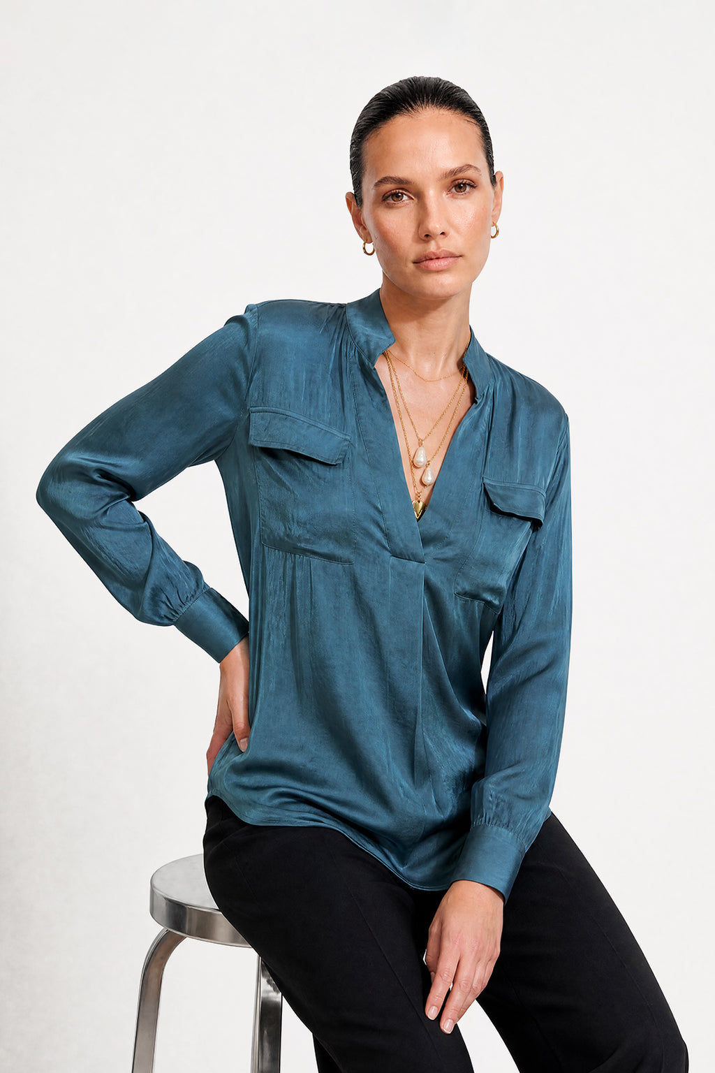 Teal Glow Cargo Blogger Shirt
