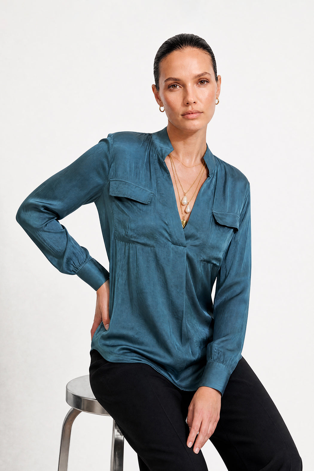 Teal Glow Cargo Blogger Shirt