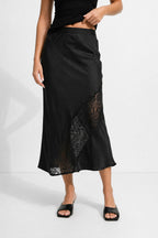 Black Glow Lace Bias Skirt