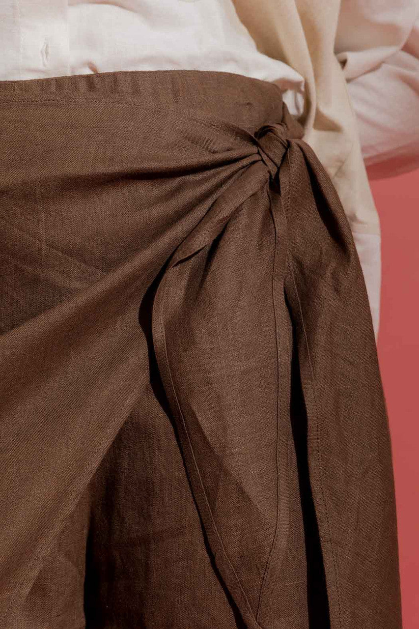 Latte Linen Sarong Tie Pant