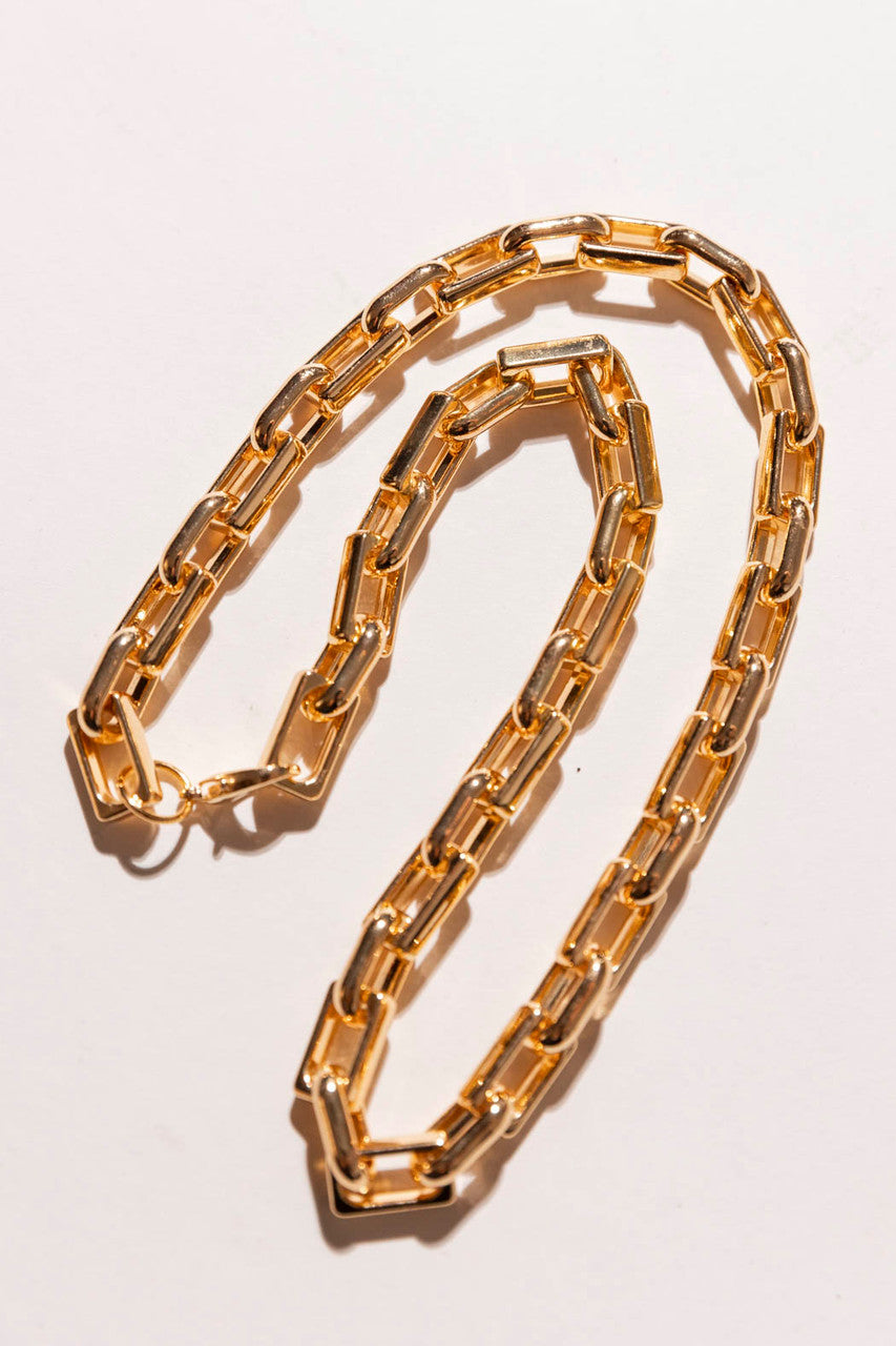 Rectangular Gold Chain Necklace S