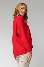 Red Slouch V Neck Jumper