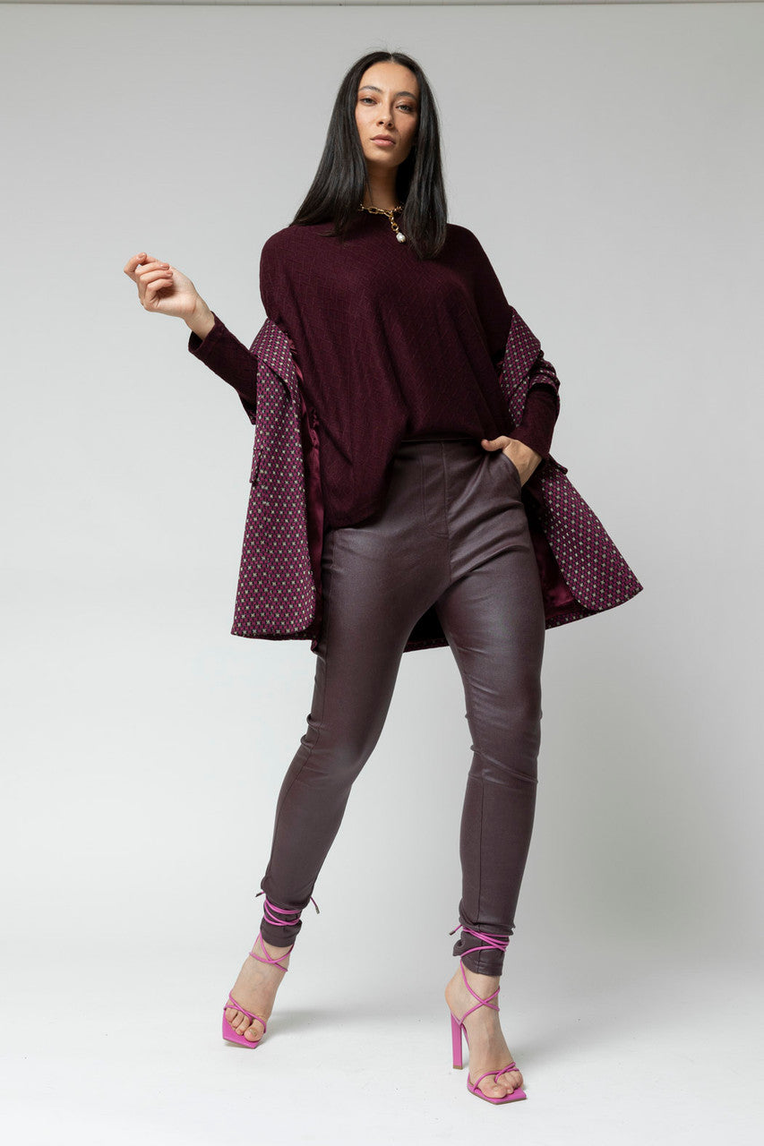 Plum Diamond Crew Neck Jumper