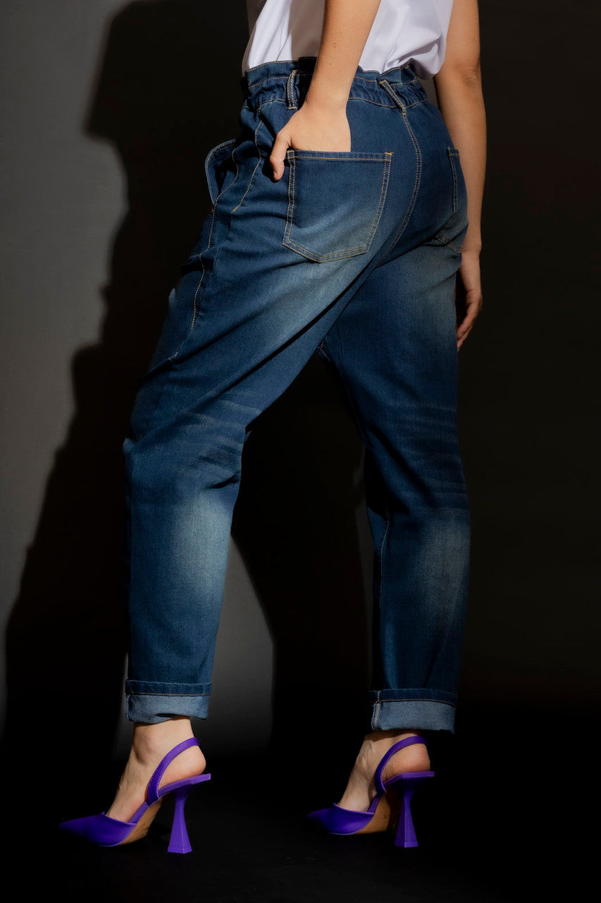 Dark Denim Paperbag Jeans Dark Denim