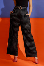 Black Stripe Linen Cleo Pant