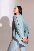 Light Denim Pearl Stud Jacket