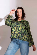 Green Animal Rosette Blouse