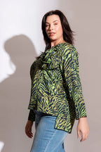 Green Animal Rosette Blouse