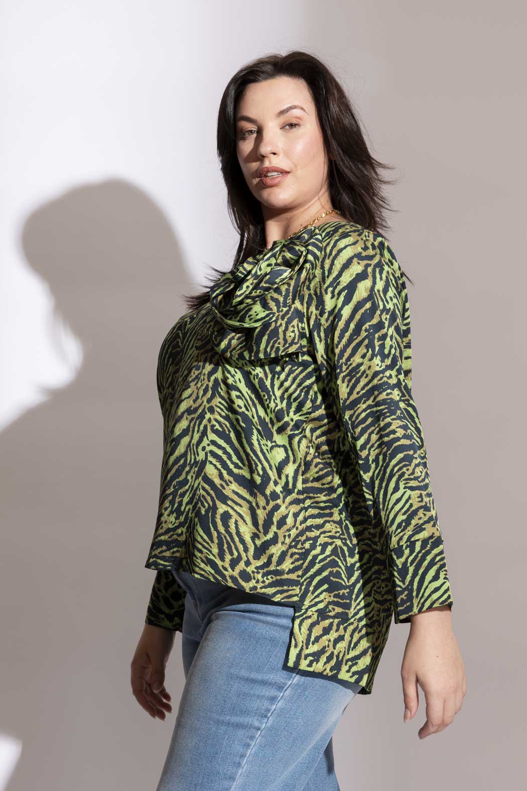 Green Animal Rosette Blouse