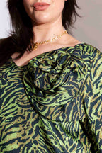 Green Animal Rosette Blouse