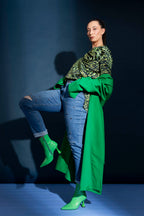 Green Animal Rosette Blouse