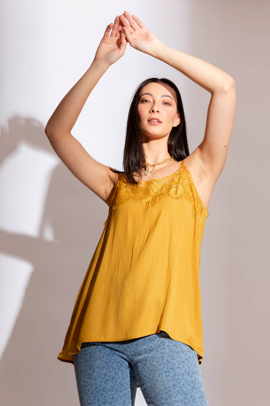 Mustard Lace Dobby Cami