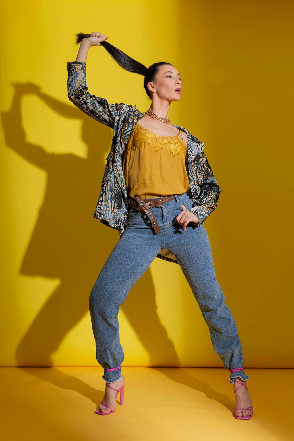 Mustard Lace Dobby Cami