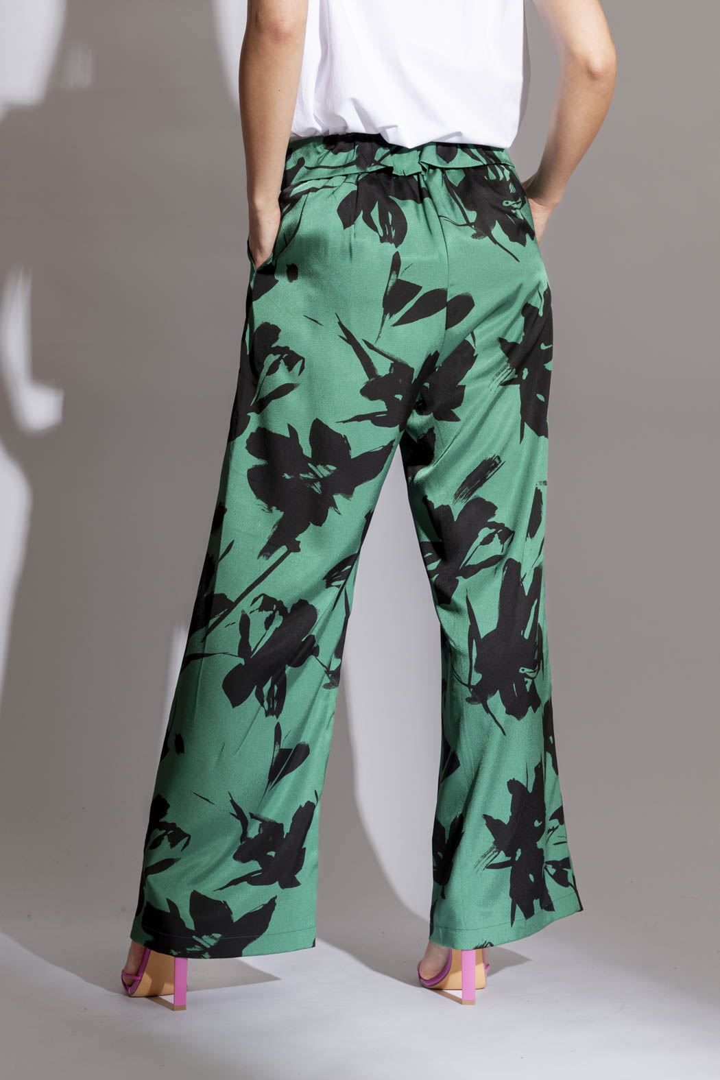 Green/black Paperbag Pants