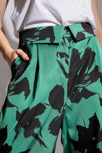 Green/black Paperbag Pants