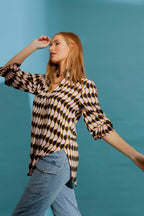Pink/Navy Ruffle Blogger Shirt