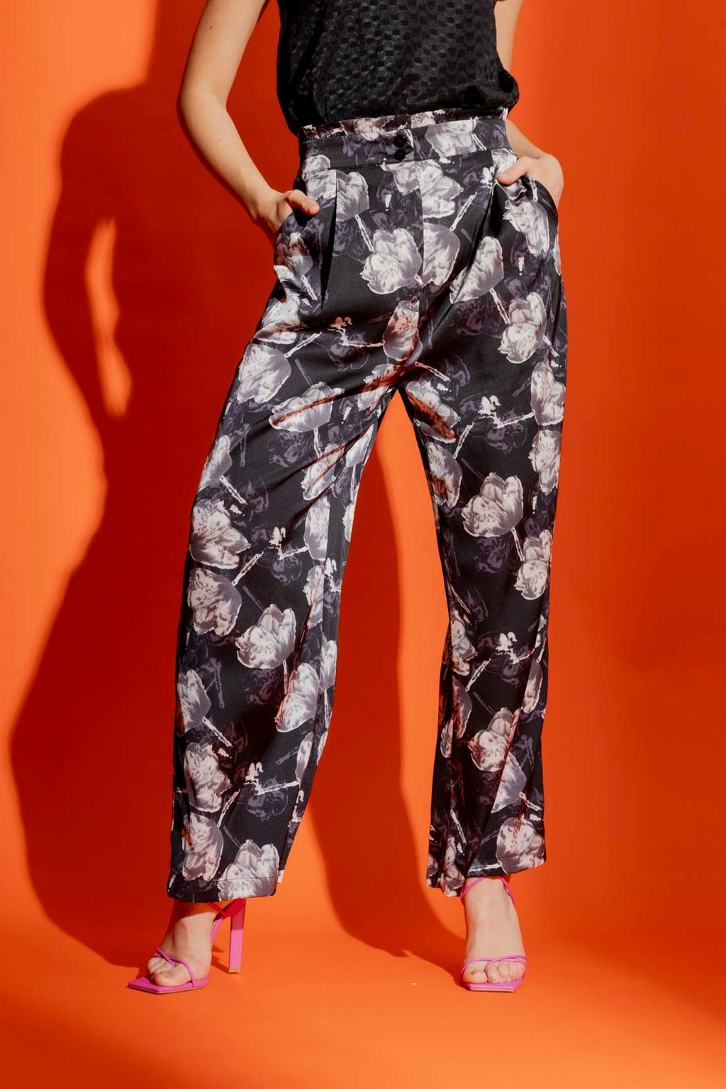 Black Floral Vogue Pants