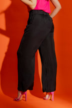 Black Silky Paperbag Pant