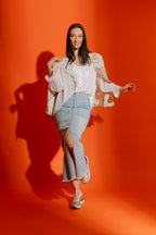 White Silky Frilly Blouse