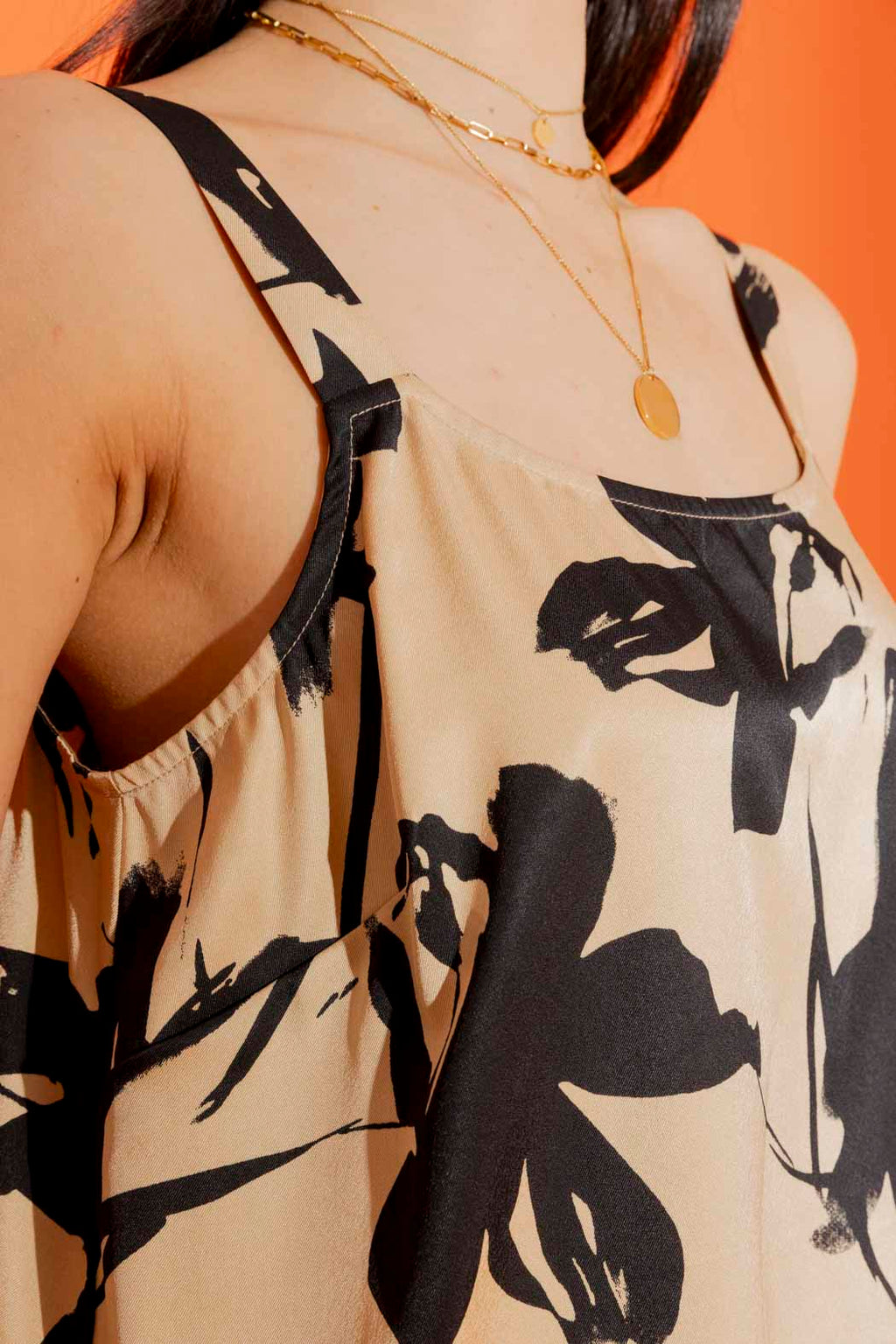 Beige / Black Wide Strap Cami