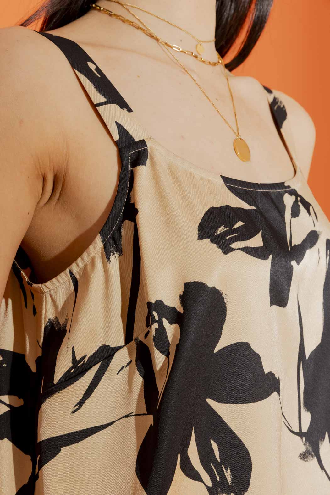 Beige / Black Wide Strap Cami