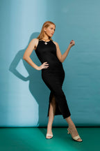 Black Checkerboard Summer Contour Dress