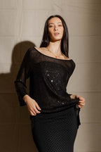 Black Sequin Over Top