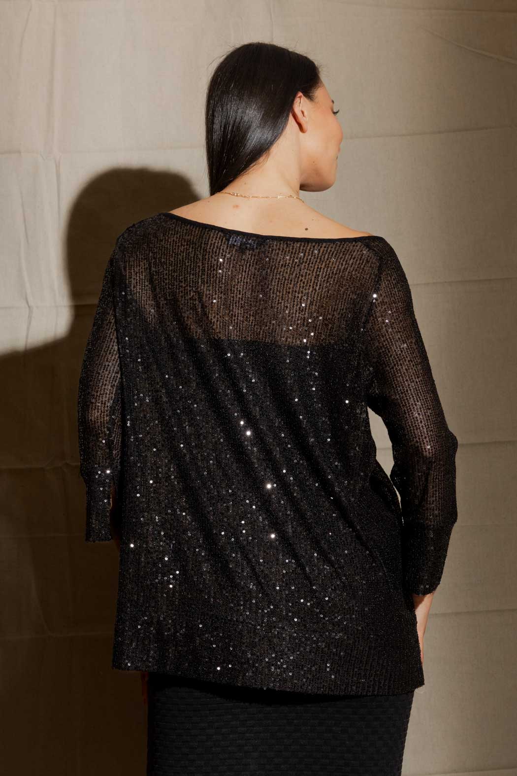 Black Sequin Over Top