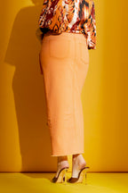 Orange Cargo Jean Skirt