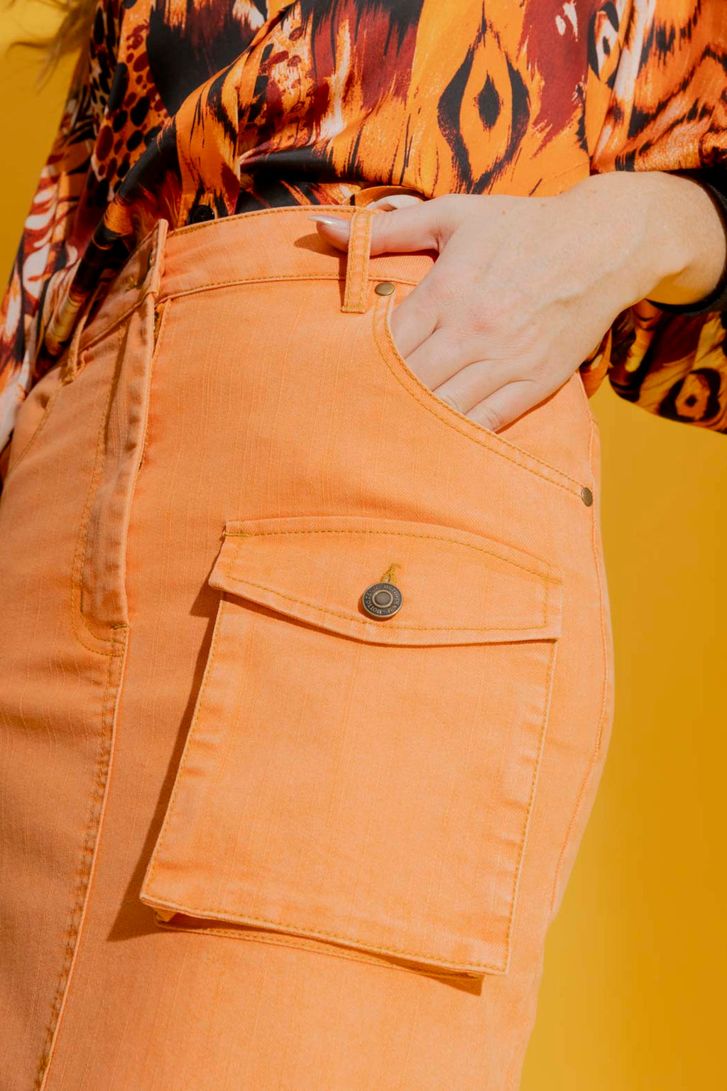 Orange Cargo Jean Skirt