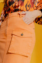 Orange Cargo Jean Skirt