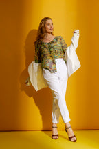 Yellow Print Cascade Frill Shirt