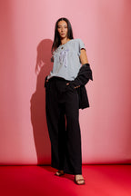 Soft Blue Washed T-Shirt with Handbag Print
