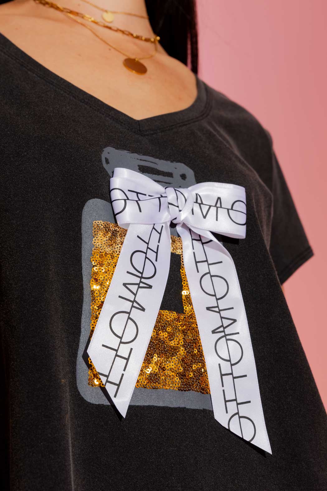 Charcoal Washed T-Shirt with Perfume Print
