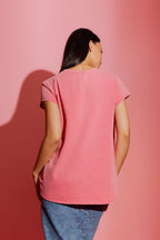 Pink Washed T-Shirt with Sequin Dancer Print