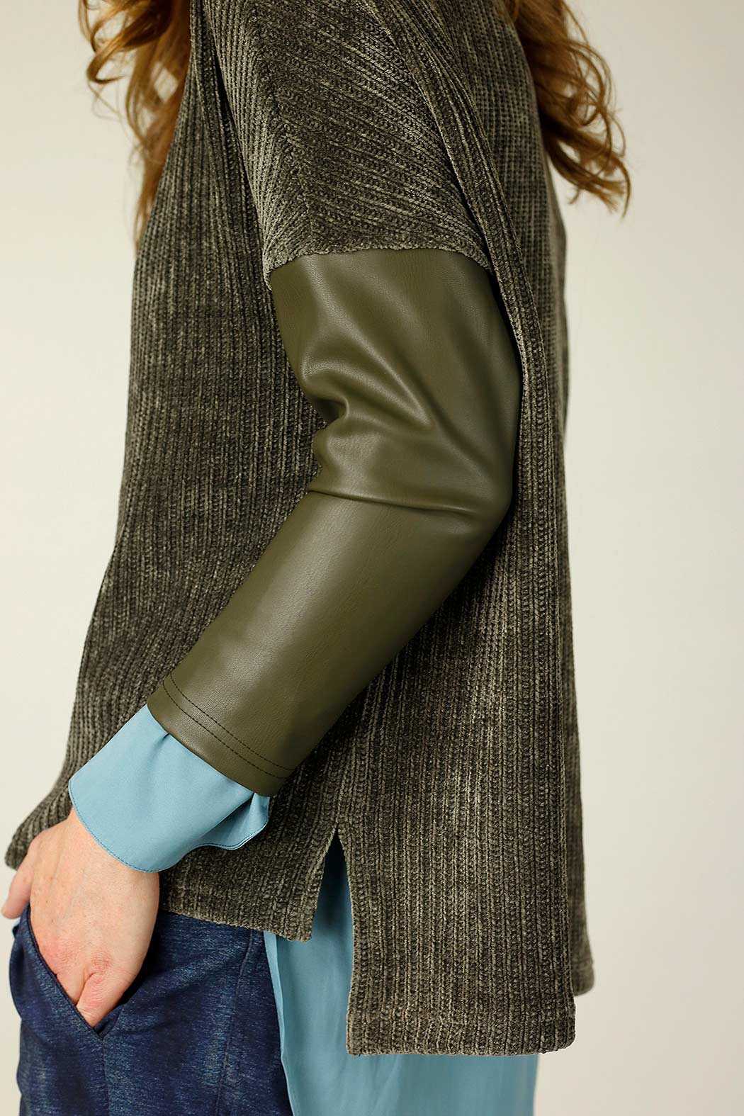 Khaki Velour Delta Jumper - FINAL SALE