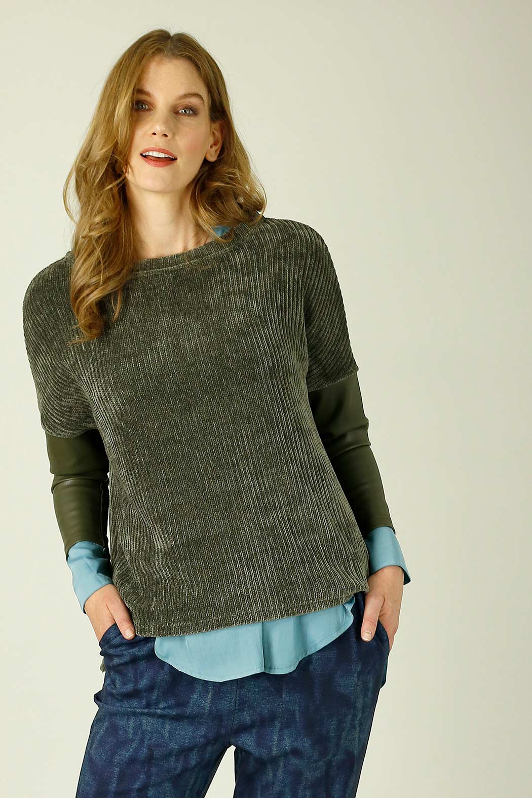 Khaki Velour Delta Jumper - FINAL SALE