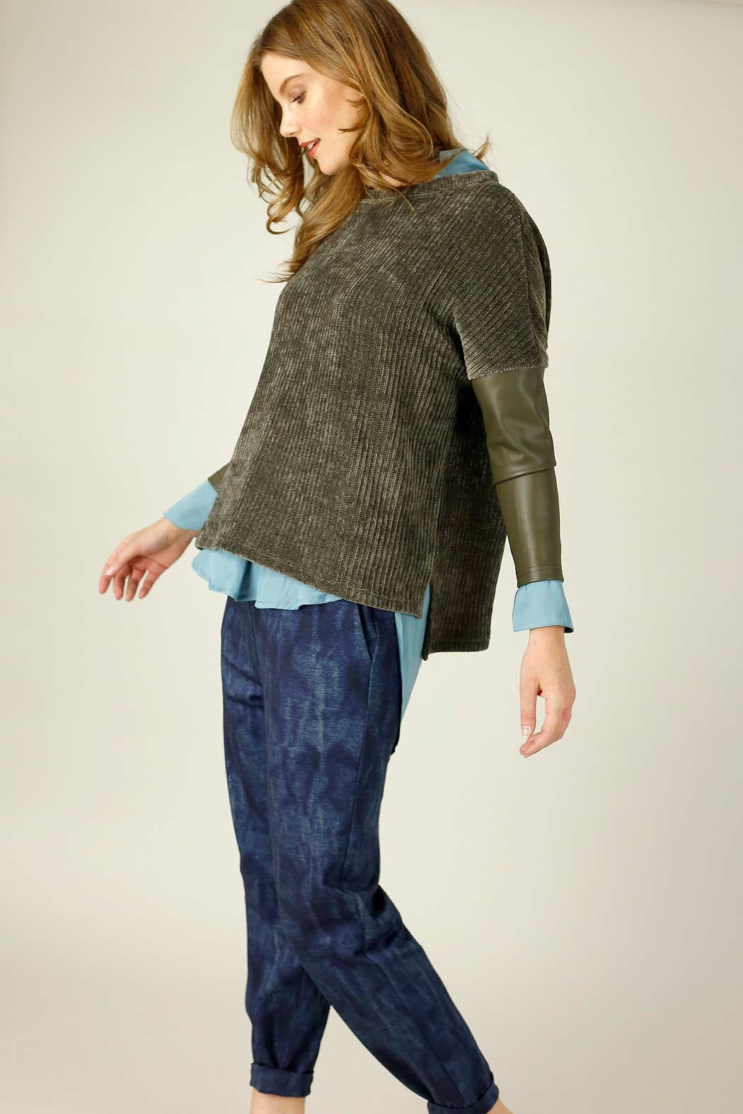 Khaki Velour Delta Jumper - FINAL SALE