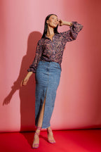 Navy / Pink Milano Chiffon Shirt